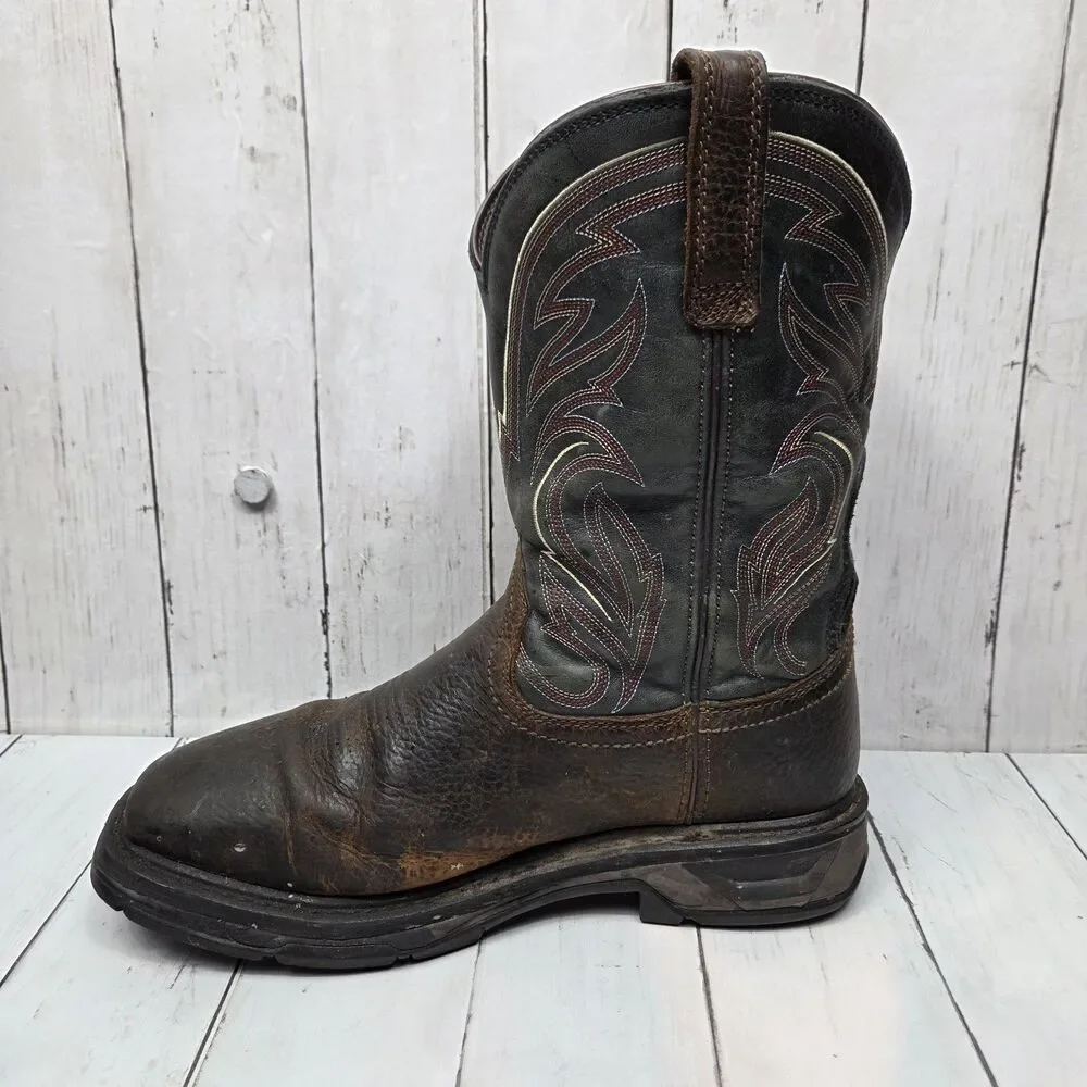 Ariat Work Men's Leather Boots ASTM F2892-18 EH Size 10.5 EE Wide Brown Black